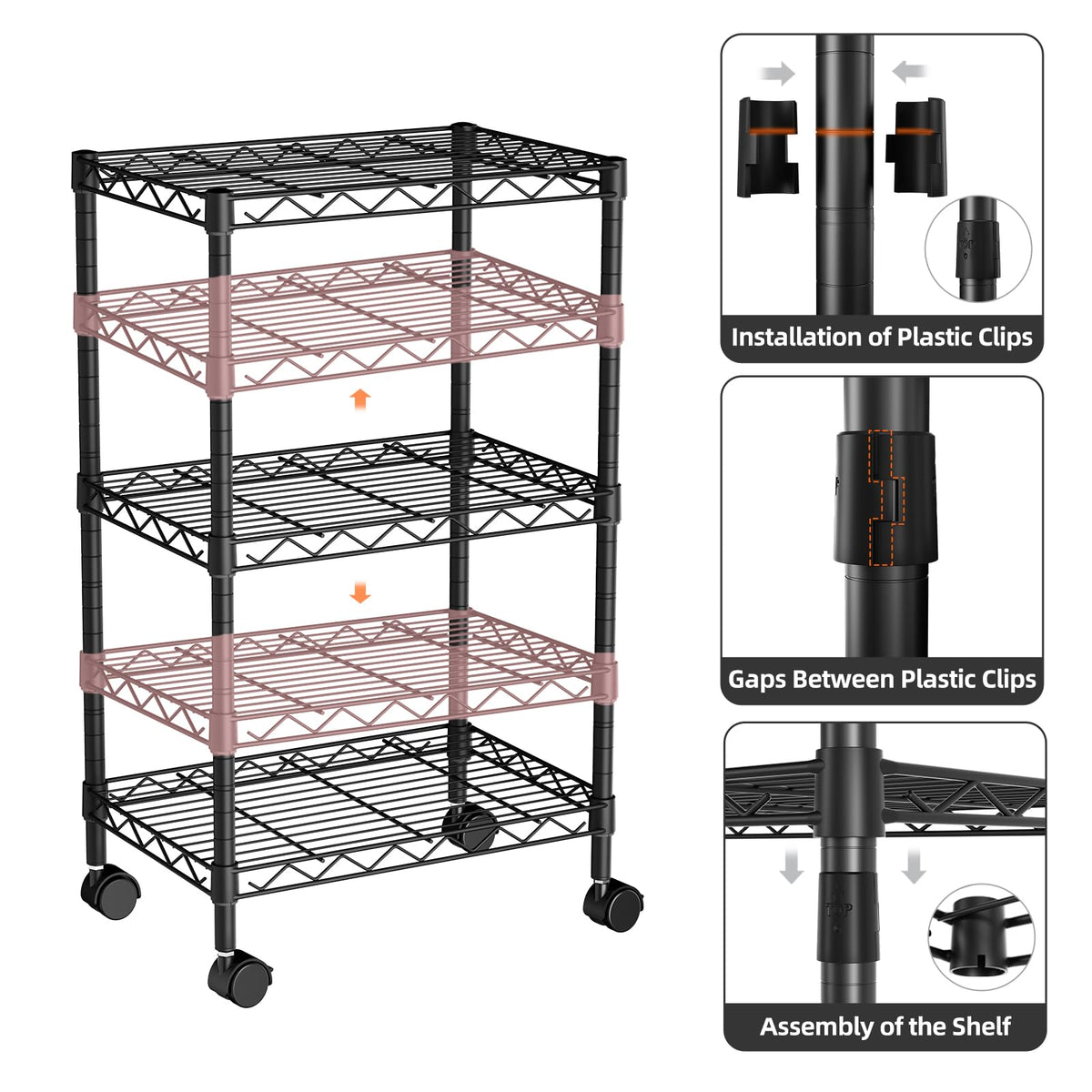Golpart Adjustable spacing stores tall items securely
