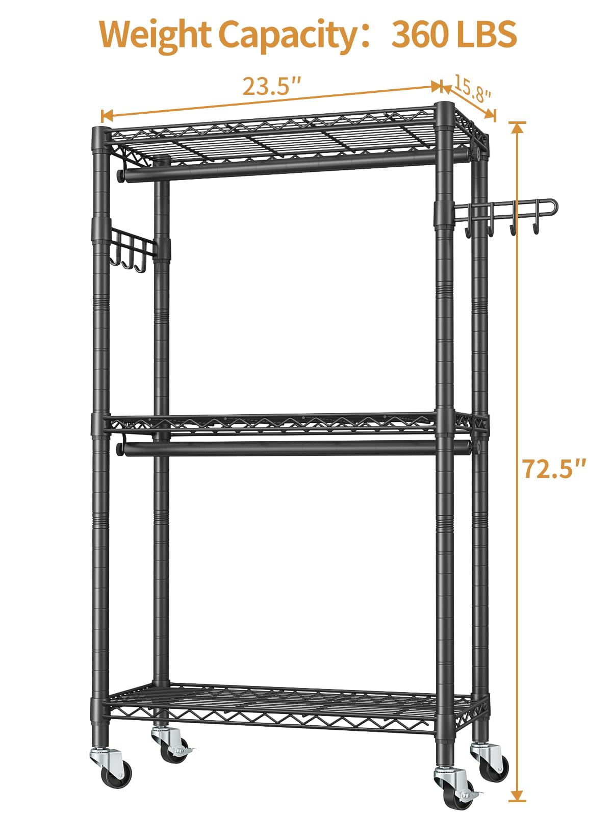 Golpart four wheels with locks guarantee mobility and stability.