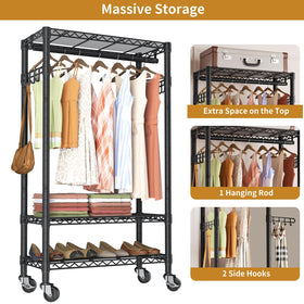 Golpart 72.45-inch tall rack side view highlighting height and stability.