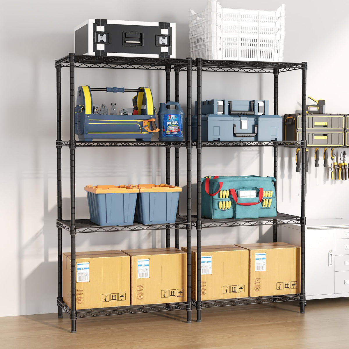Golpart shelving keeps pantry items visible and accessible.