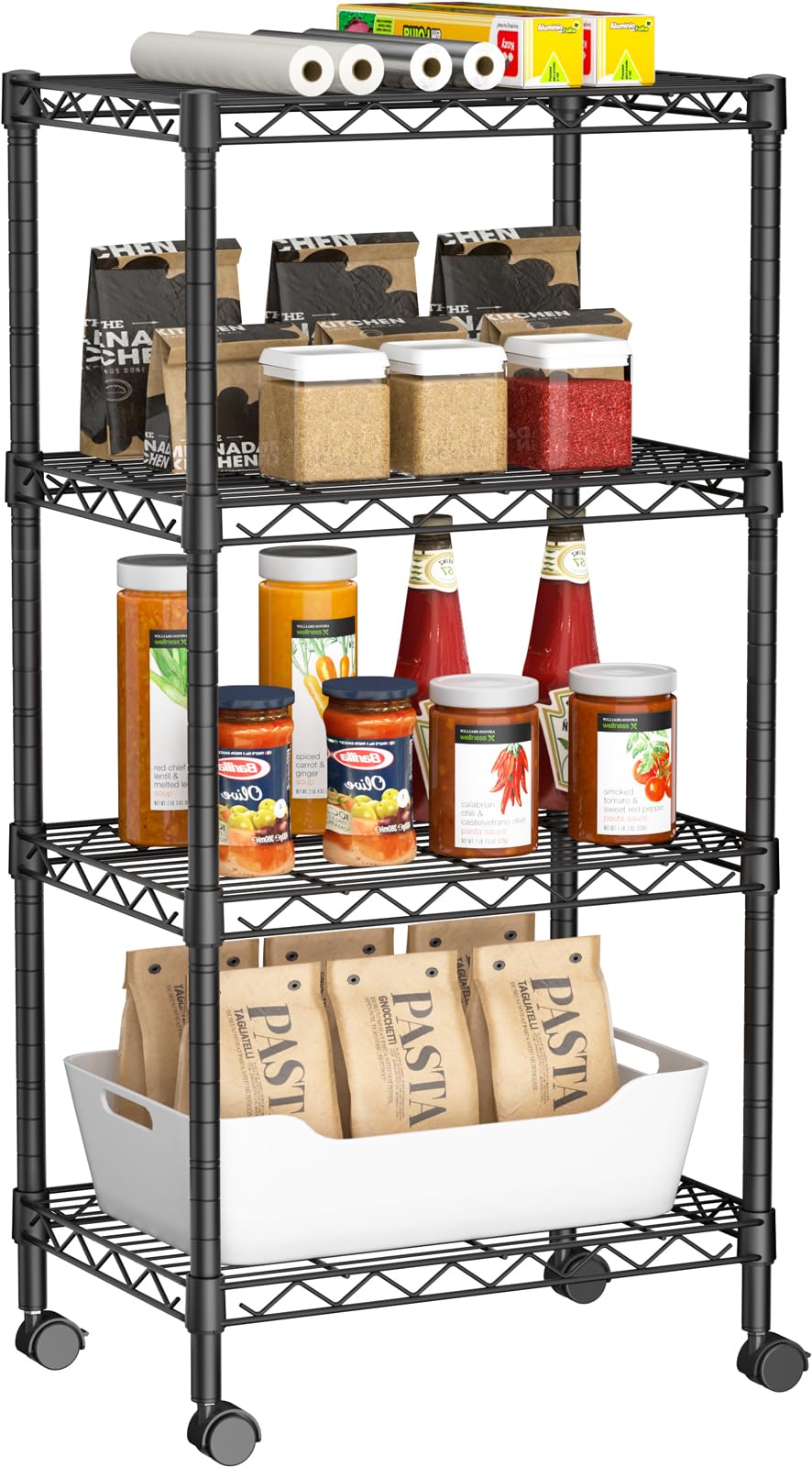 Golpart Small 4-Tier Shelves assembly view for compact spaces and easy setup.