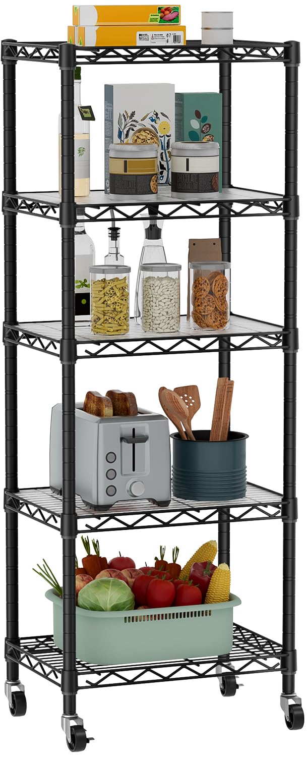 Golpart small 5-tier shelves seen from side with breathable mesh for moisture-friendly storage.