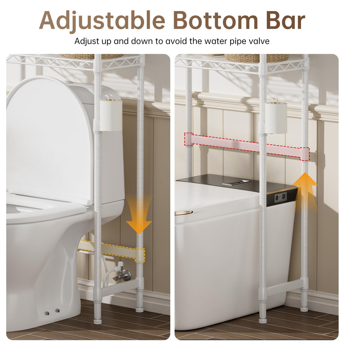 Golpart toilet paper holder detail demonstrates built-in storage convenience.