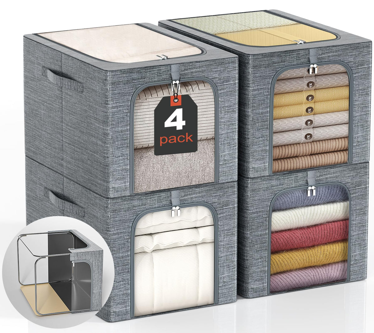 GoMaihe 40L bin stacked on shelf for organized wardrobe storage