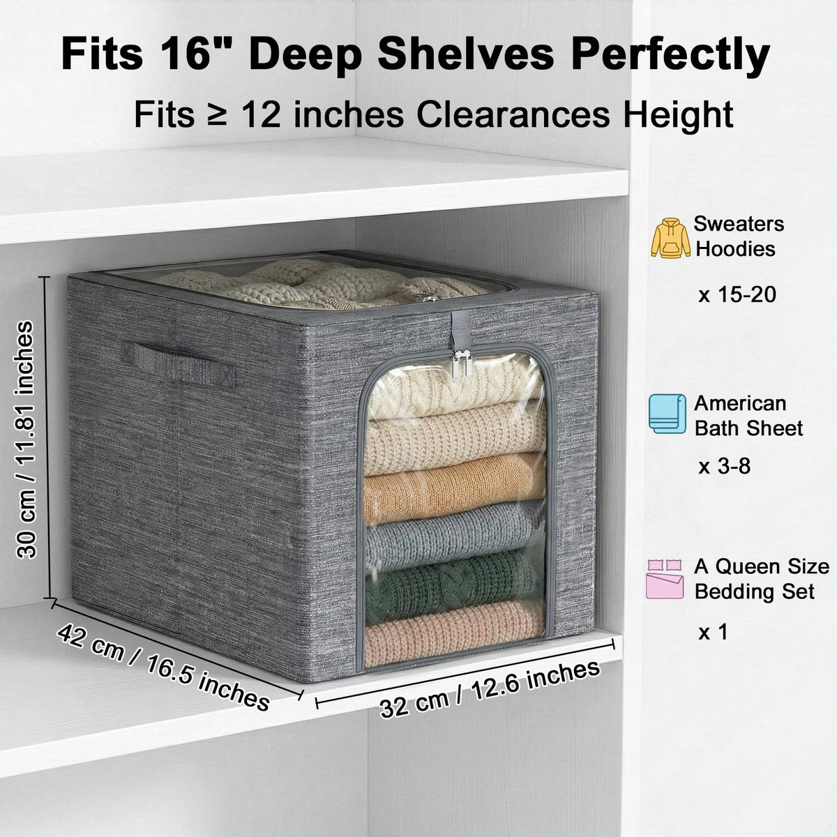 GoMaihe 6-pack stackable 40L bins on top shelf