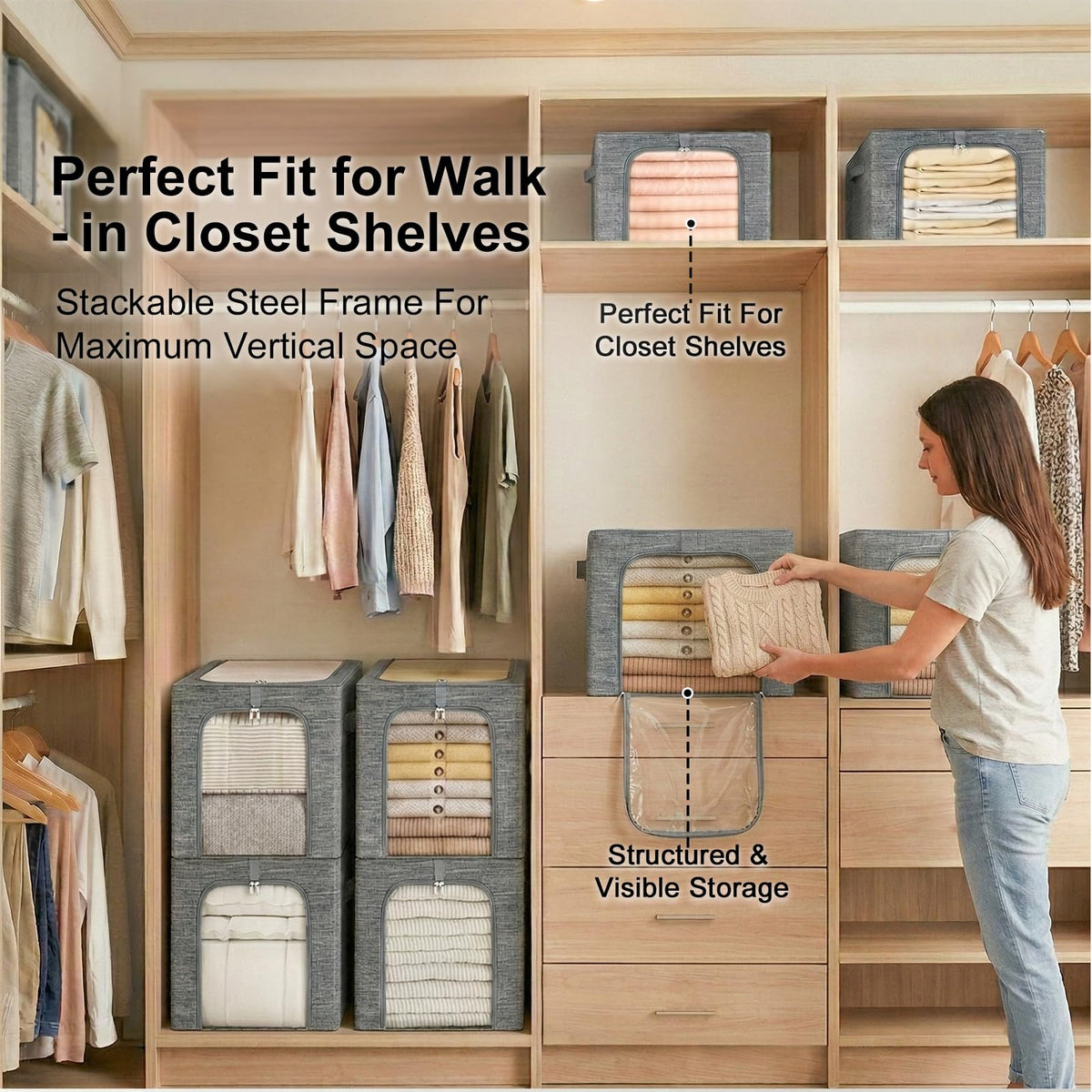 GoMaihe cationic-fabric 40L storage bin protects clothing