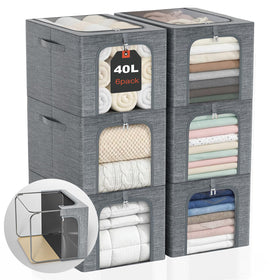 GoMaihe 40L metal-frame bin front view for organized sweaters