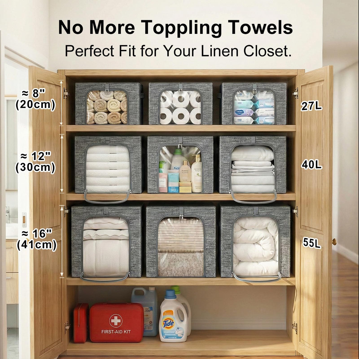 GoMaihe clear-window 40L bin for quick item visibility