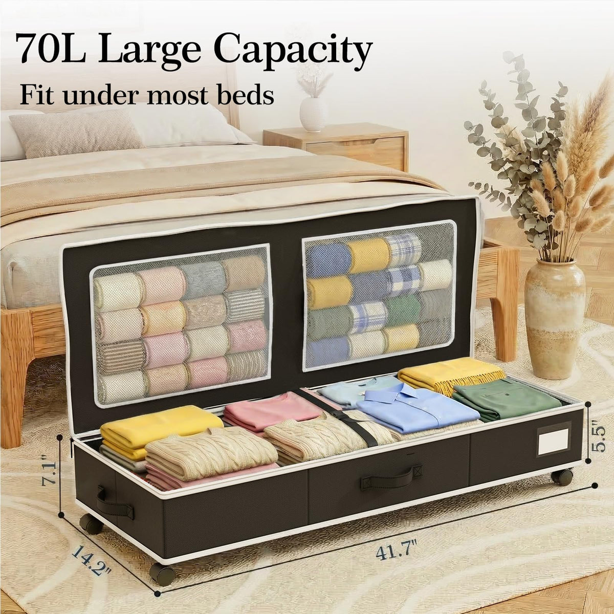 GoMaihe under-bed storage adjustable dividers for customized compartments