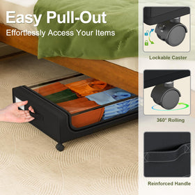 GoMaihe rolling under-bed drawer with wheels for smooth relocation