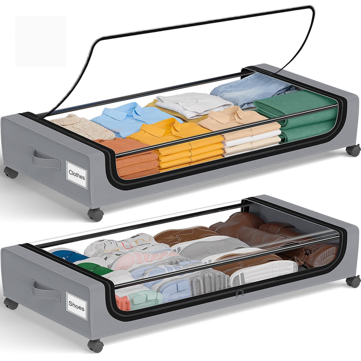 GoMaihe under-bed storage with wheels offers 70L capacity for shoes and clothing.