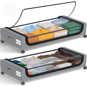 GoMaihe under-bed storage with wheels offers 70L capacity for shoes and clothing.