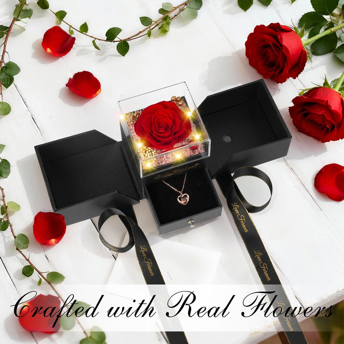 GOMALL preserved flower rose with light—bright keepsake for occasions
