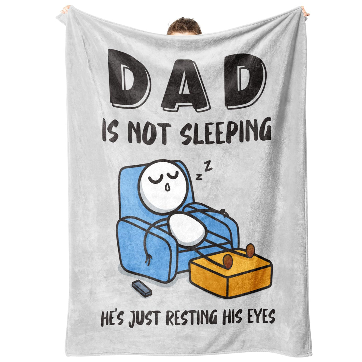 GoMelley funny Fathers Day blanket on the couch for cozy lounging