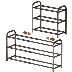 Gonfoam 3-Tier expandable shoe rack bronze frame for space-saving storage.