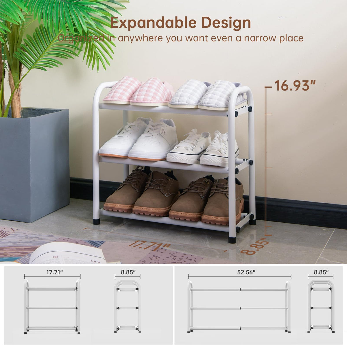 Gonfoam adjustable length helps fit tight spaces.