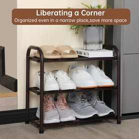 Gonfoam bronze finish complements entryways while keeping shoes organized.