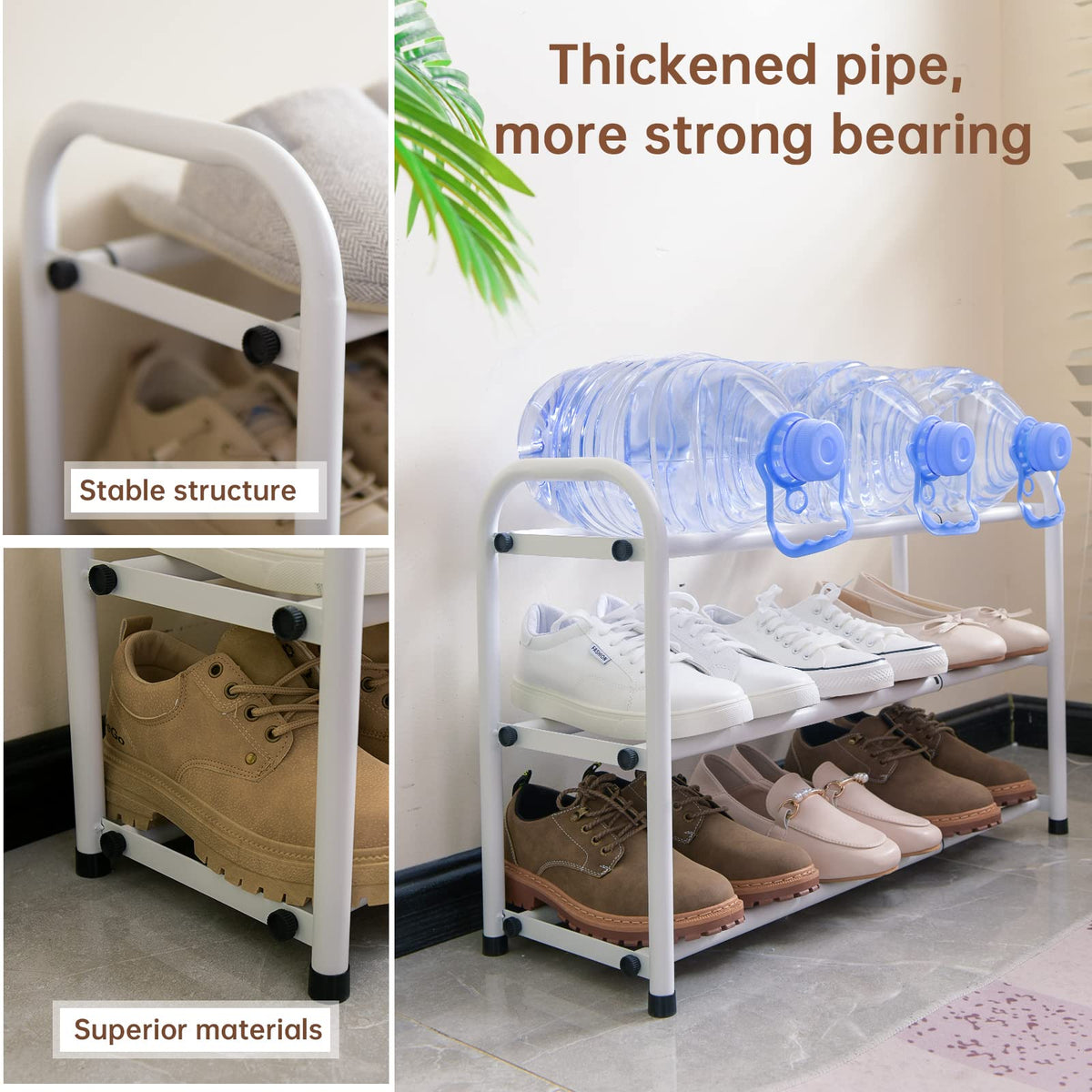 Gonfoam entryway storage keeps shoes neatly organized at door.