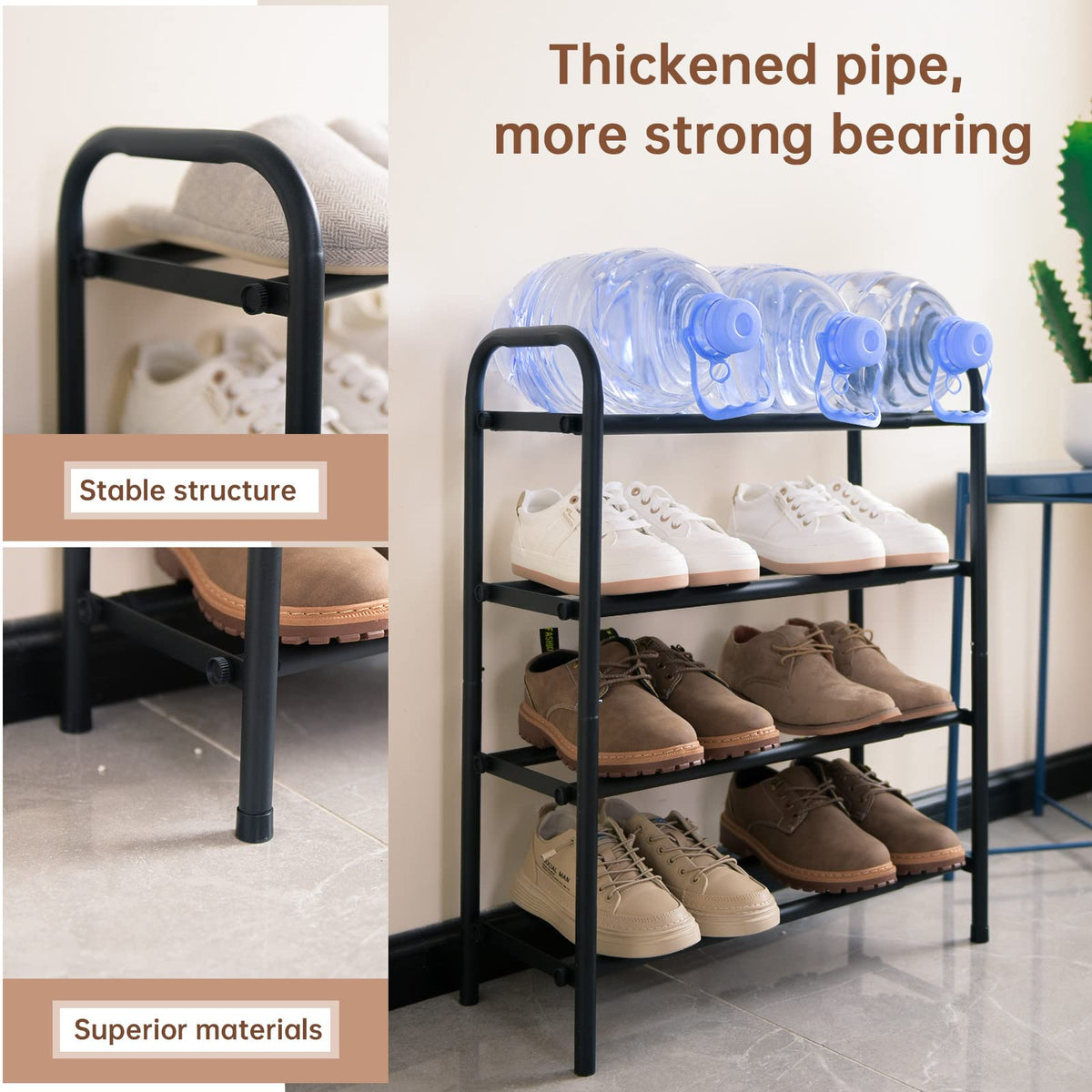 Gonfoam expandable rack in entryway saving space and reducing clutter