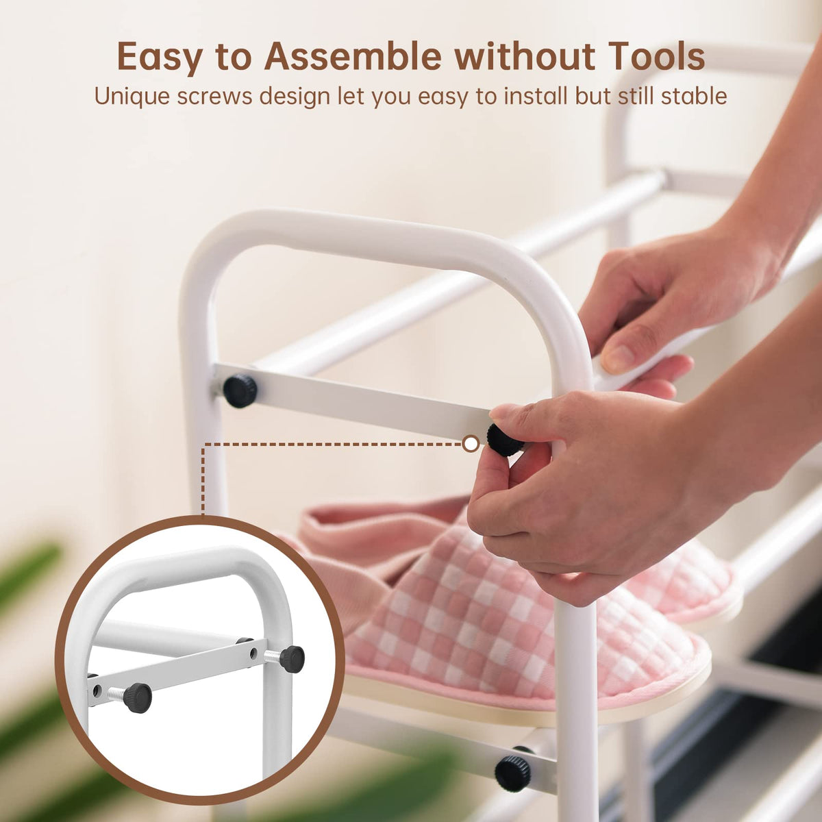 Gonfoam heavy-duty metal frame supports bulky footwear securely.