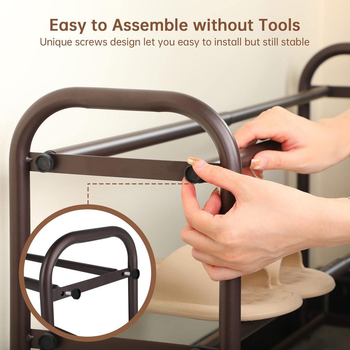 Gonfoam shoe rack easy assembly requires no tools and saves setup time.