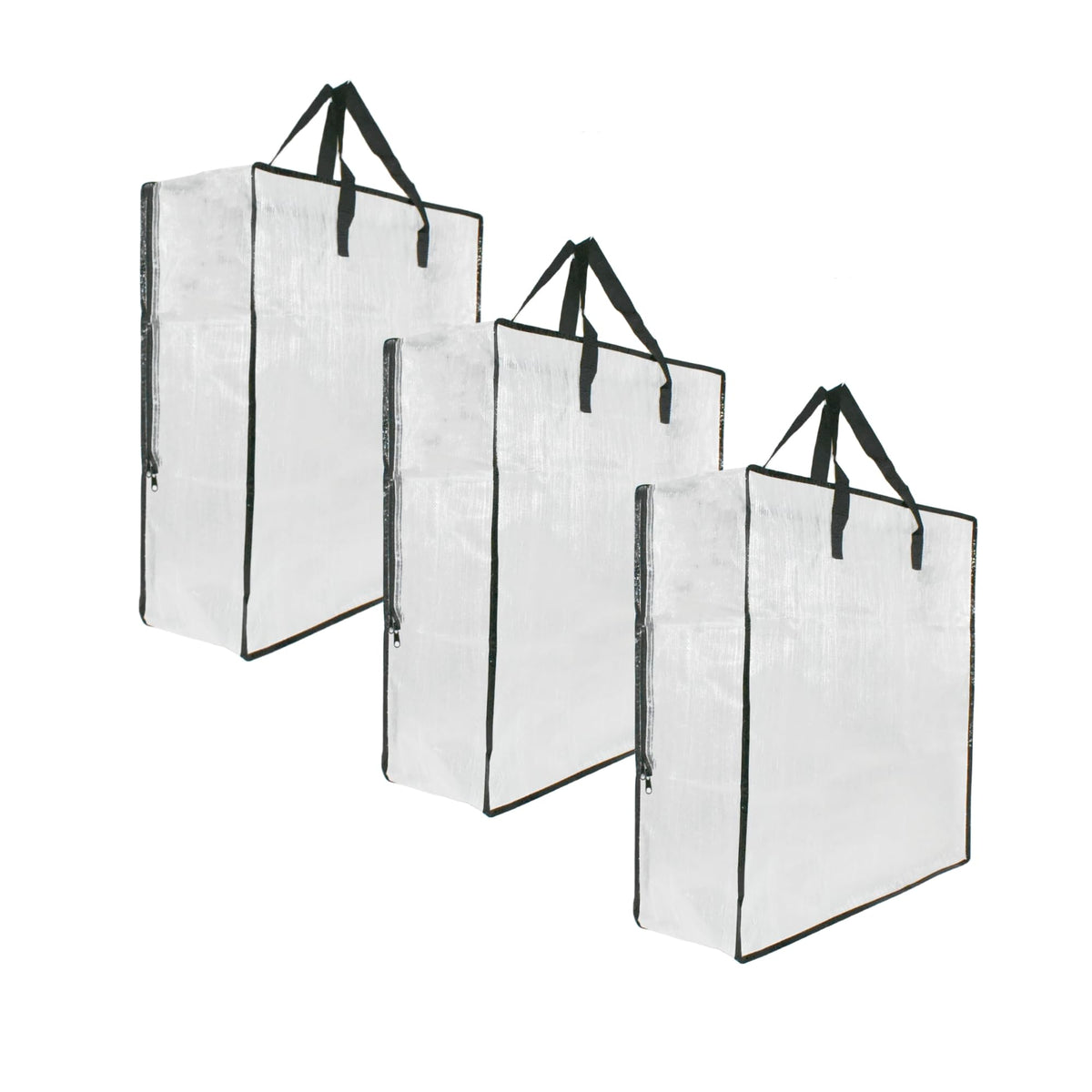 GONGKANGYUAN 3-pack clear storage bags with zipper and handles for organized closet storage.