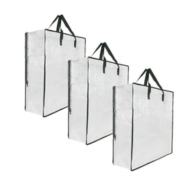 GONGKANGYUAN 3-pack clear storage bags with zipper and handles for organized closet storage.