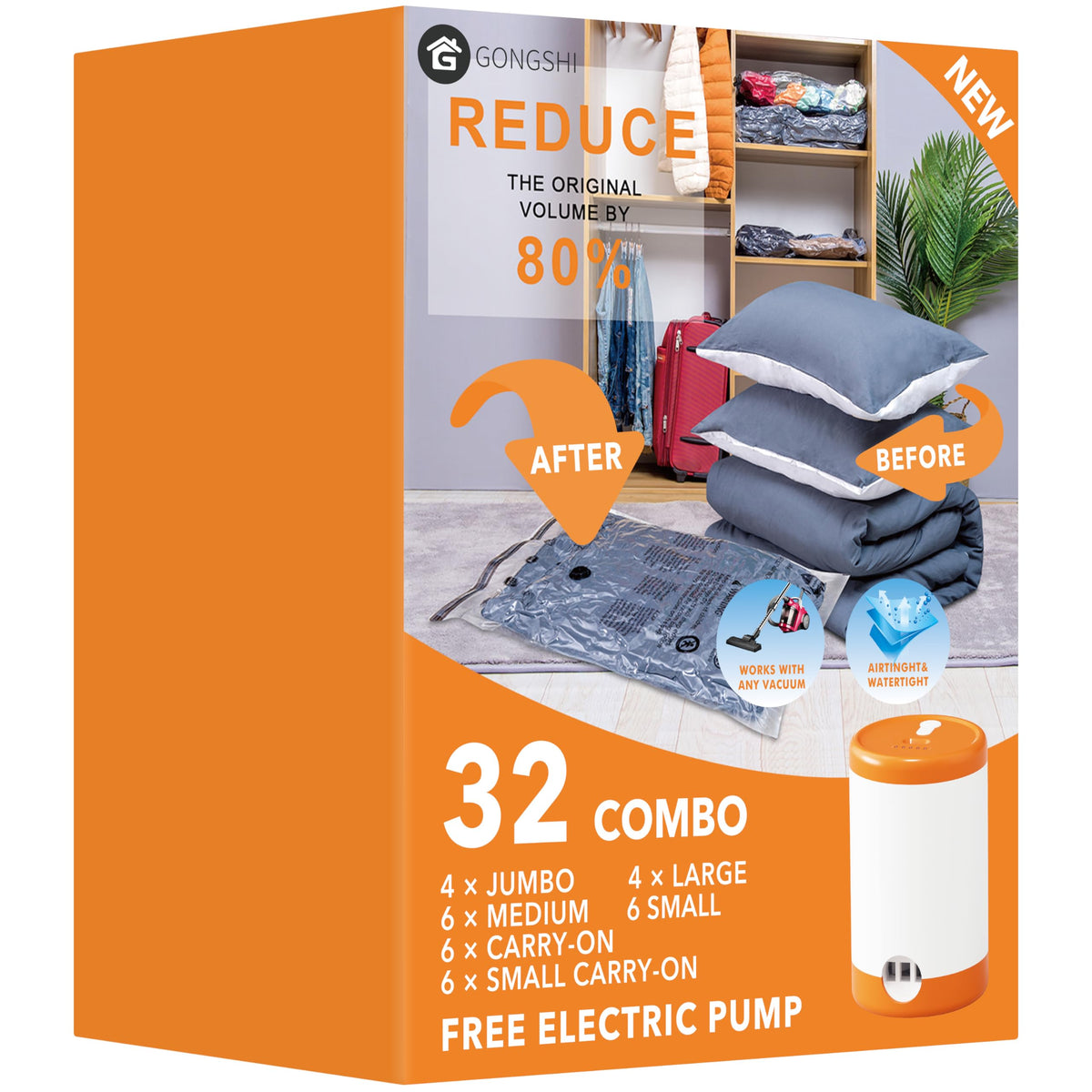 GONGSHI vacuum bags jumbo size for bulky garments and blankets.