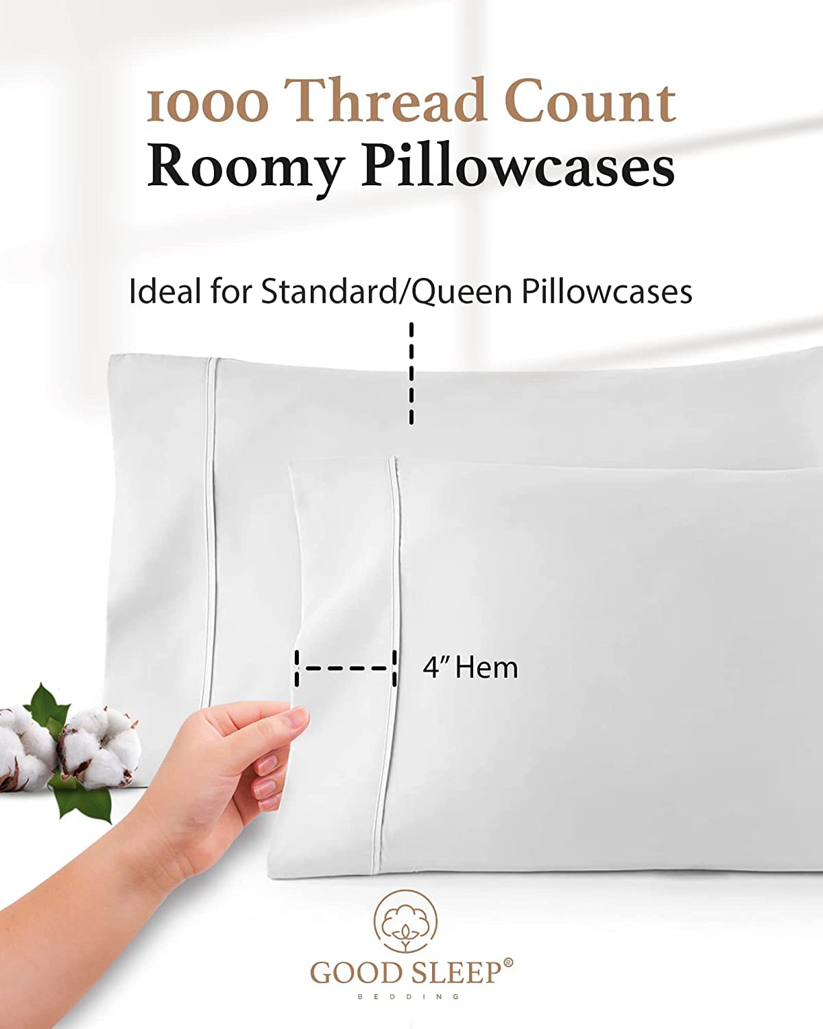 Good Sleep Bedding standard-size pillowcase on bed for snug fit