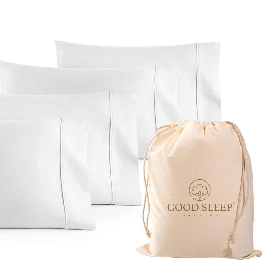 Good Sleep Bedding pillowcase set of 4 in white with silky, hotel-like softness.