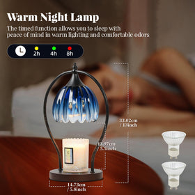 GOODBUY Candle Warmer Lamp candle-size compatibility image shows support for jar and pillar candles.