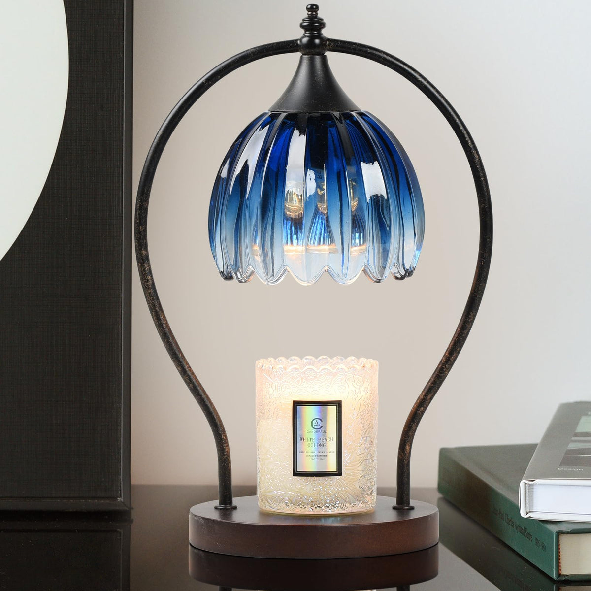GOODBUY Candle Warmer Lamp base-to-shade demonstrates flameless heating for clean ambiance.