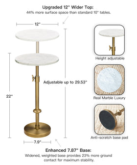 Goodinough antique brass pedestal supporting the marble surface.