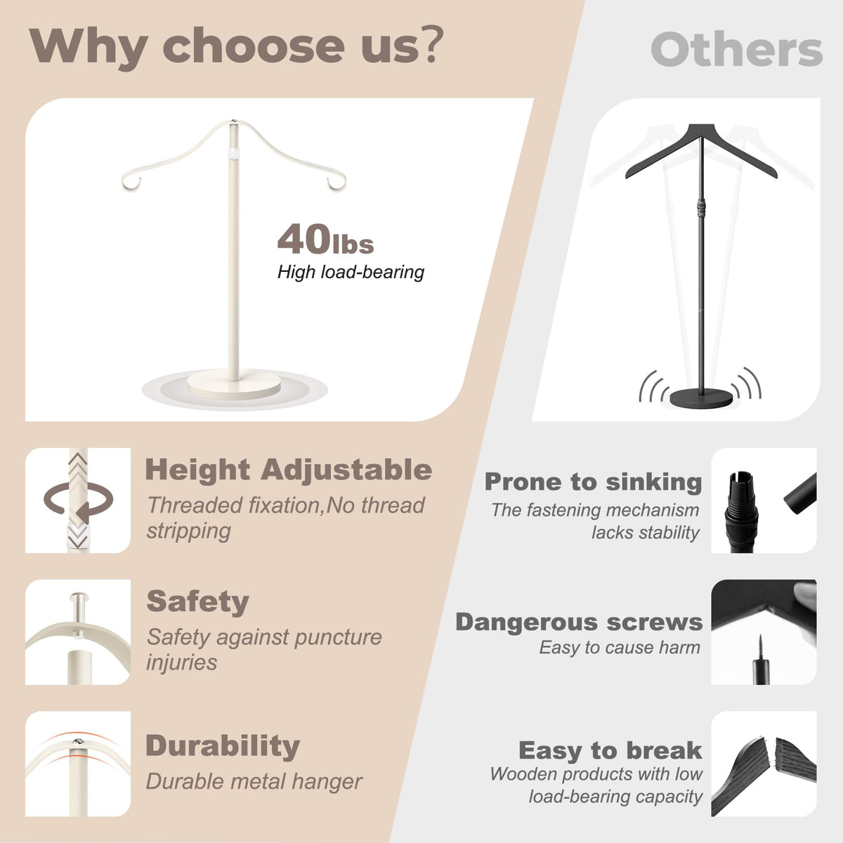 Goodniu adjustable-height torso stand clearly presents shirts for retailers.