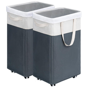 Goodpick 2-pack 75L rolling laundry basket with wheels for easy transport.