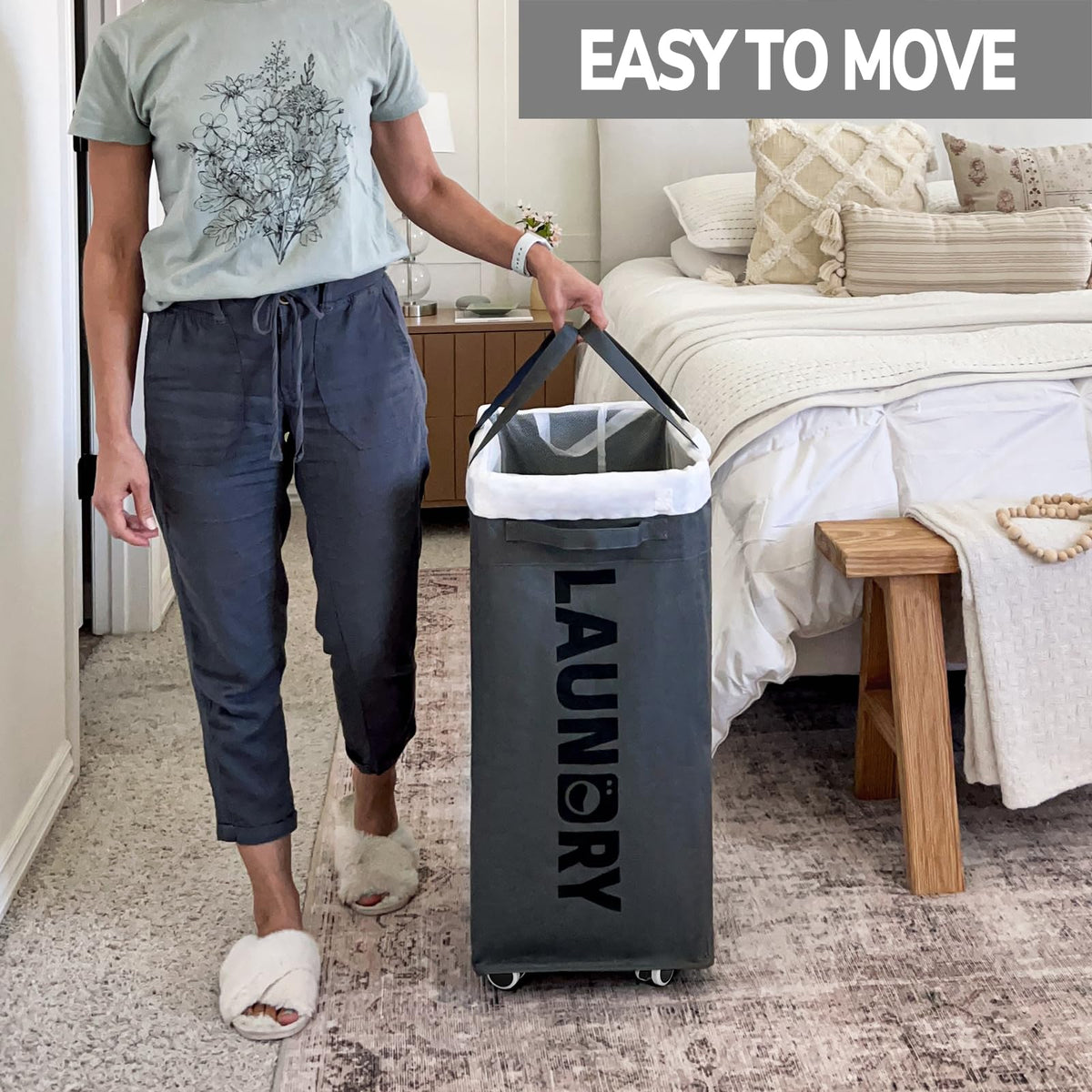 Goodpick 75L capacity stores clothes and towels with room to spare.