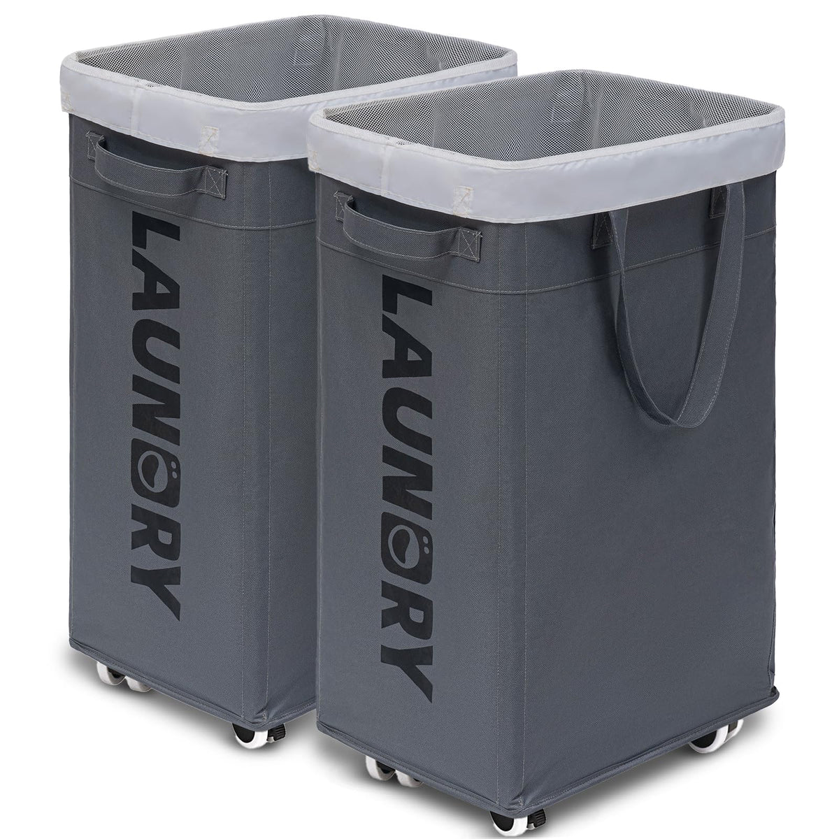 Goodpick hamper with wheels top-frame view highlights upright design and stability.