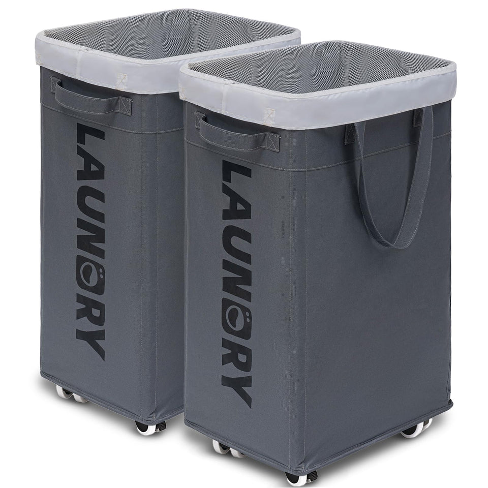 Goodpick hamper with wheels top-frame view highlights upright design and stability.
