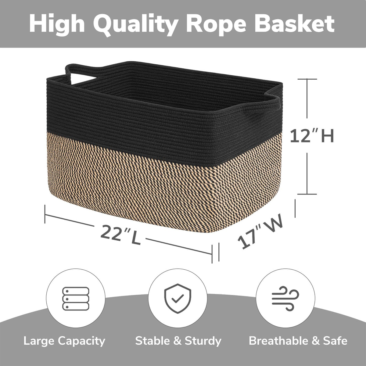 Goodpick large blanket basket open top highlighting spacious storage for blankets and toys