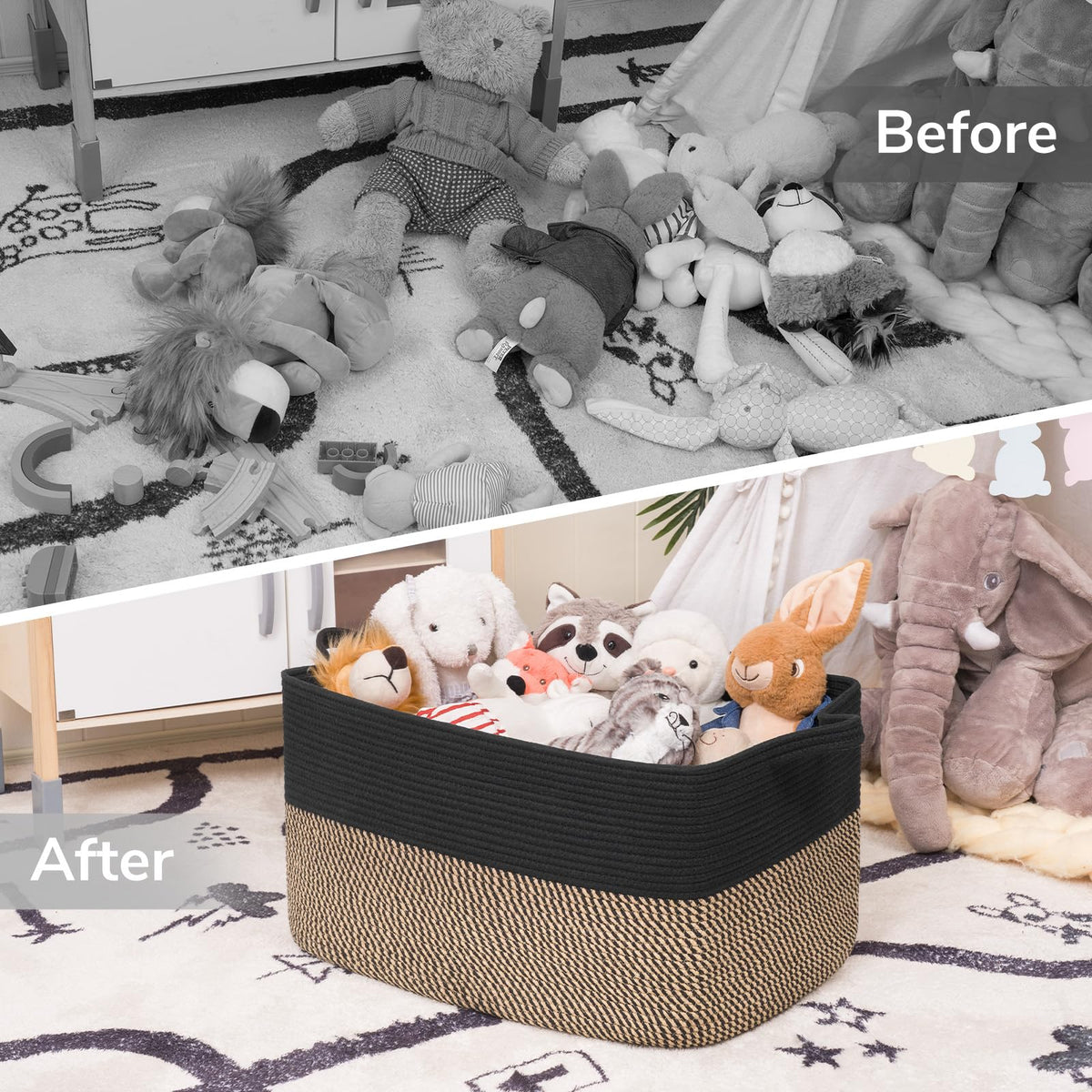 Goodpick large blanket basket stands upright, keeping its shape for daily use