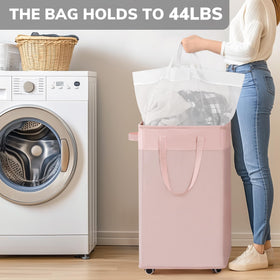 Goodpick large-capacity 75L basket, full view, keeps laundry organized in dorm spaces.