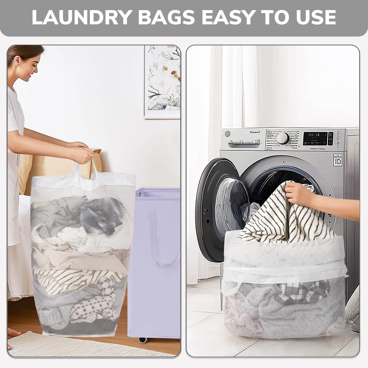 Goodpick Laundry Basket interior mesh bag enables easy sorting and machine-washable care.