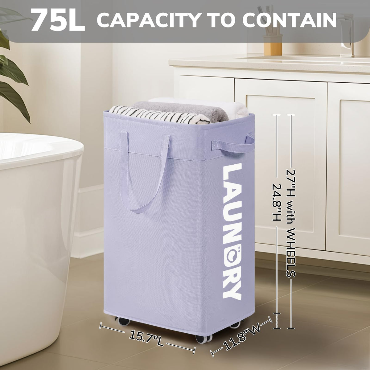 Goodpick Laundry Basket with Removable Wash Bag shows easy bag removal for sorting and washing.