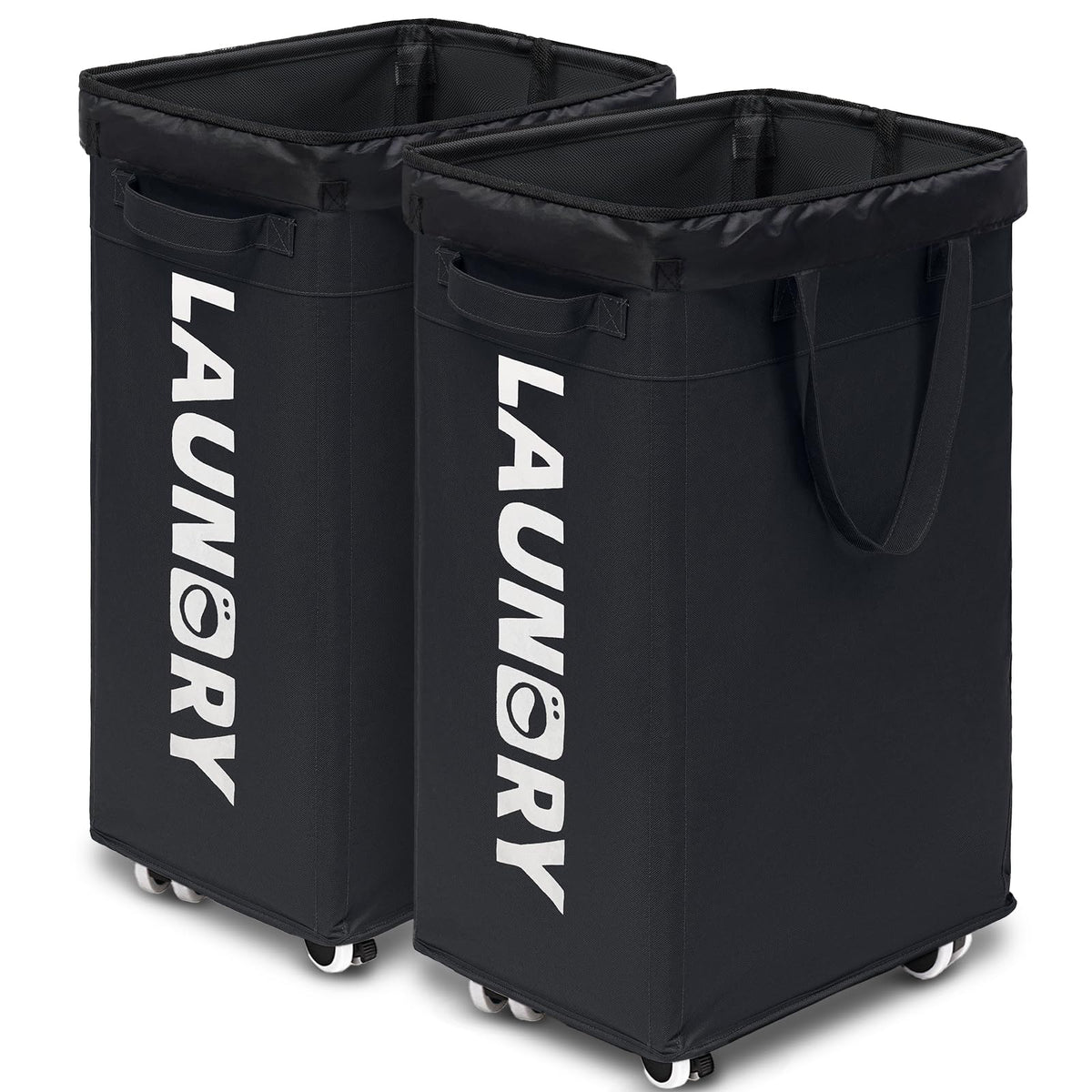 Goodpick laundry basket with wheels and 75L capacity for easy transport