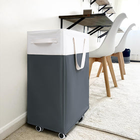 Close-up of wheels on Goodpick laundry basket for easy moves.