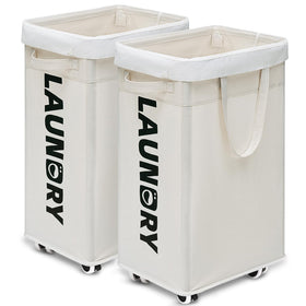 Goodpick 75L basket front view with wheels and handle for easy transport.
