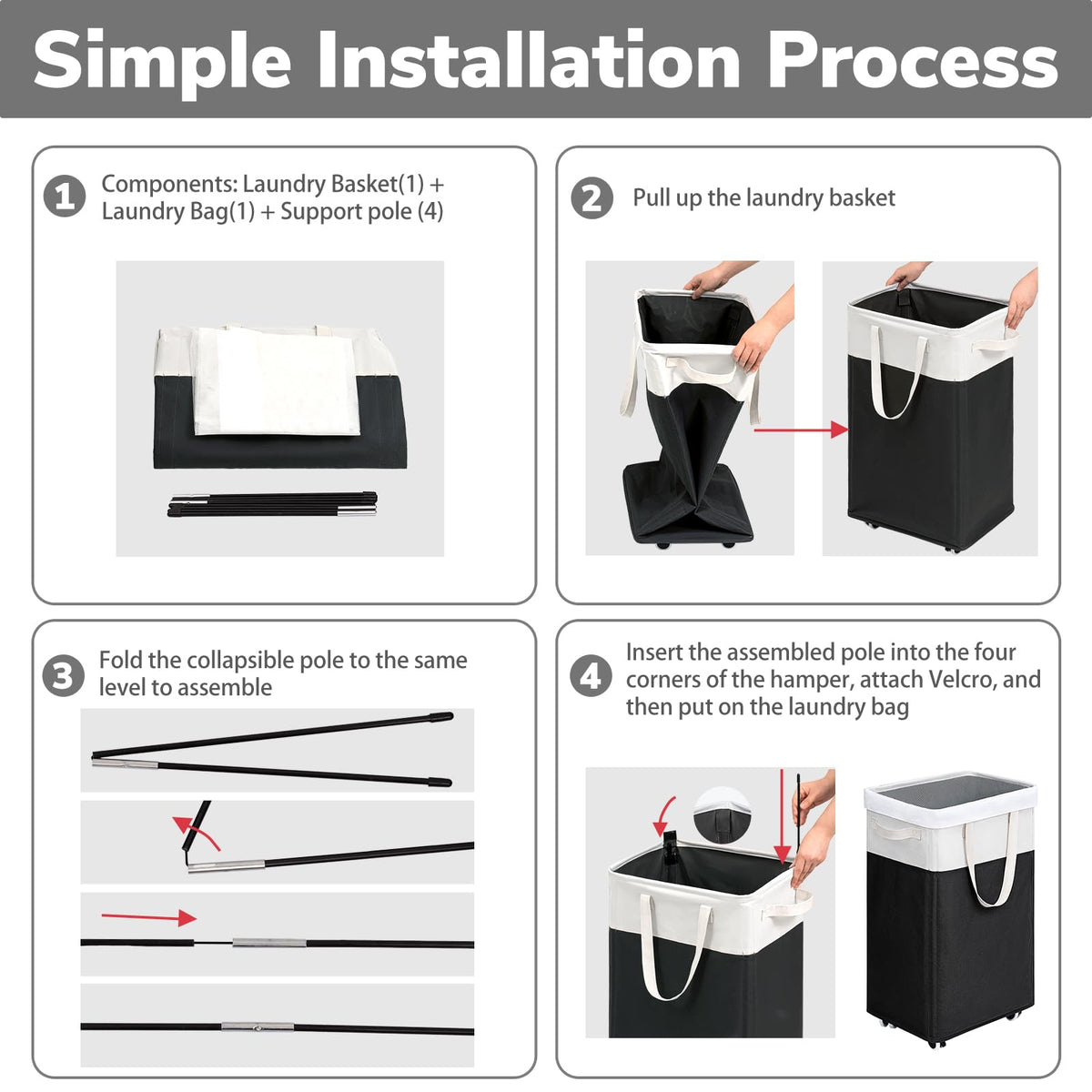 Goodpick collapsible laundry hamper design for compact storage when not in use.
