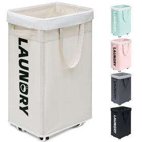Goodpick laundry hamper with wheels enables easy dorm-to-laundry transport