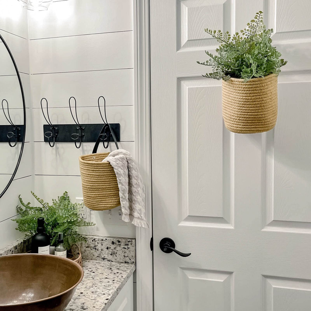 Goodpick modern woven basket enhances wall decor with natural texture.