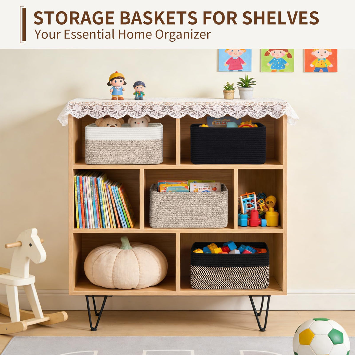 Goodpick natural cotton rope storage basket ideal for toy storage and quick access.